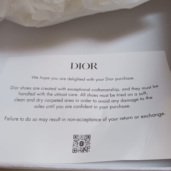 Authentic Dior White Shoe Box w/ Tissue Paper, Card & Cloth Satchel  12" x 8" - Picture 12 of 16